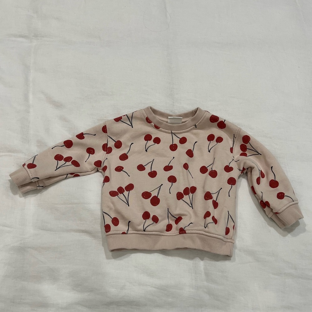 Zara kids cherry 🍒 sweatshirt, size 6-9mons
